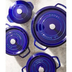 Cocotte 22 cm, rund, Dunkelblau, Gusseisen