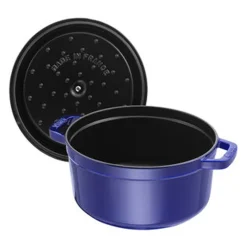 Cocotte 30 cm, rund, Dunkelblau, Gusseisen