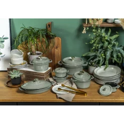 Cocotte 20 cm, rund, Eukalyptus, Gusseisen