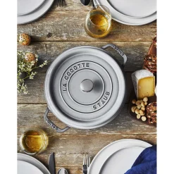 Cocotte 22 cm, rund, Graphit-Grau, Gusseisen