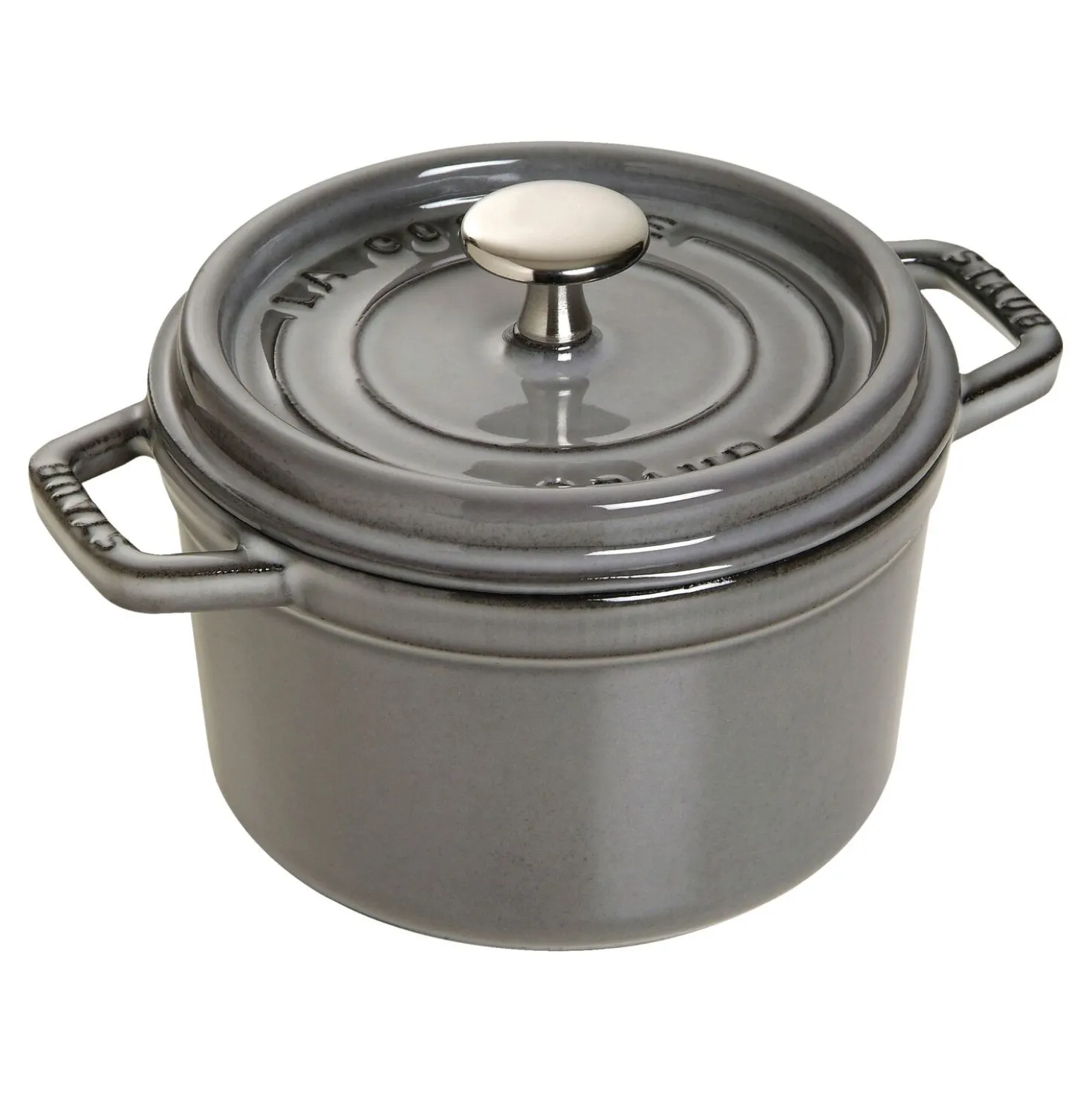 Cocotte 14 cm, rund, Graphit-Grau, Gusseisen