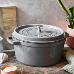 Cocotte 30 cm, rund, Graphit-Grau, Gusseisen