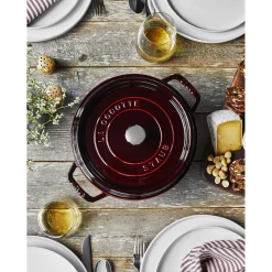 Cocotte 28 cm, rund, Grenadine-Rot, Gusseisen