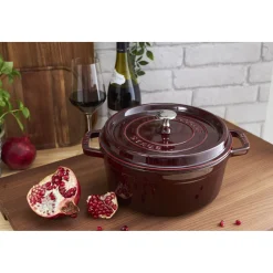 Cocotte 26 cm, rund, Grenadine-Rot, Gusseisen
