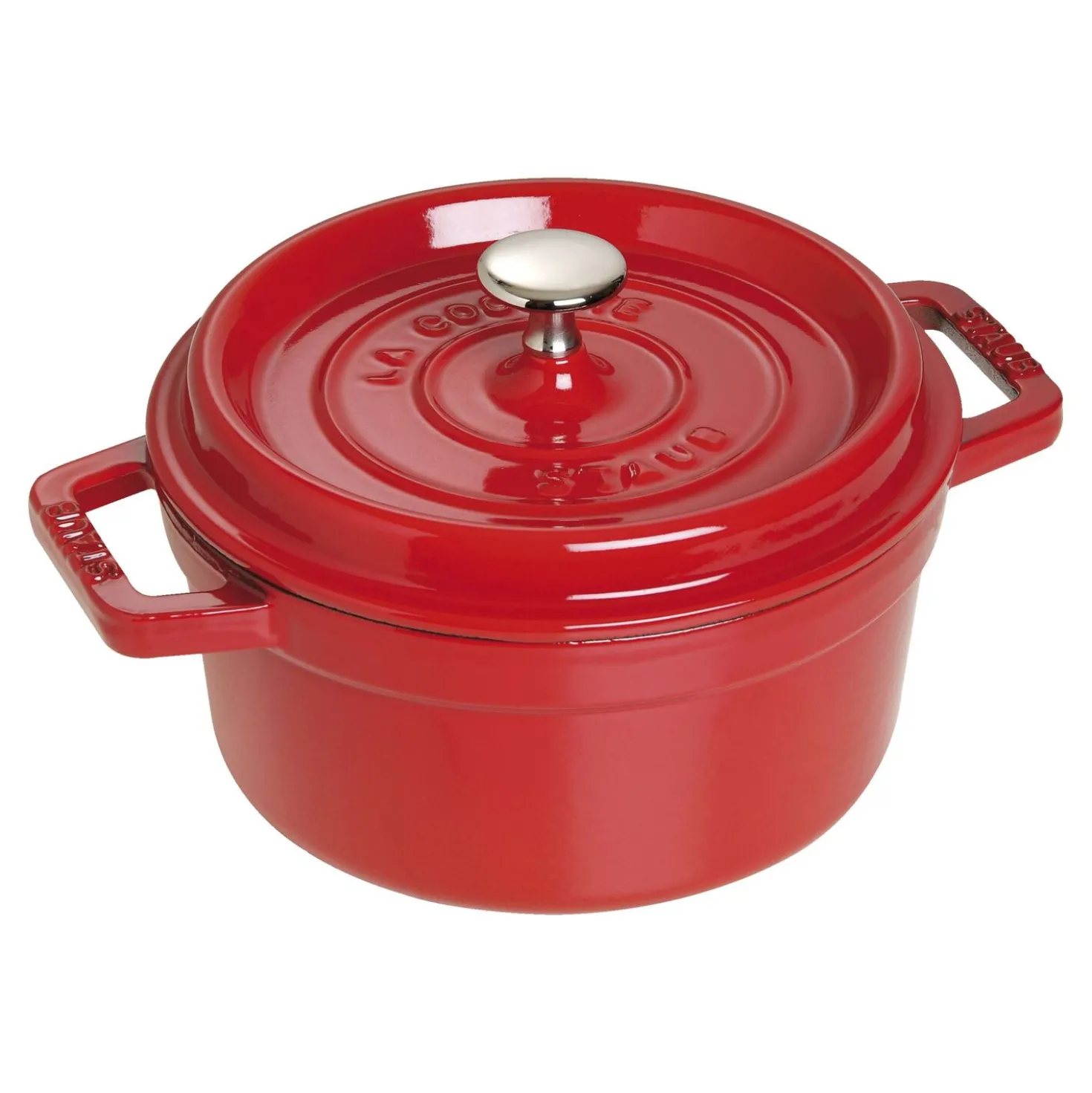 Cocotte 22 cm, rund, Kirsch-Rot, Gusseisen