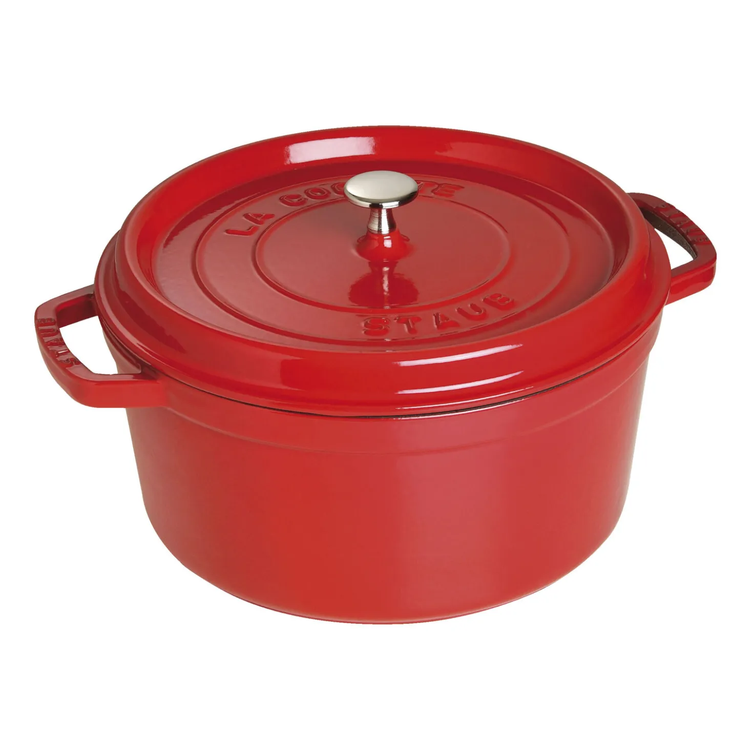 Cocotte 30 cm, rund, Kirsch-Rot, Gusseisen
