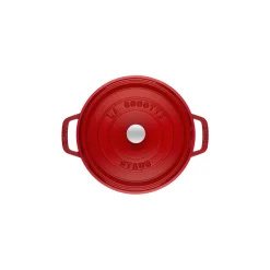 Cocotte 30 cm, rund, Kirsch-Rot, Gusseisen