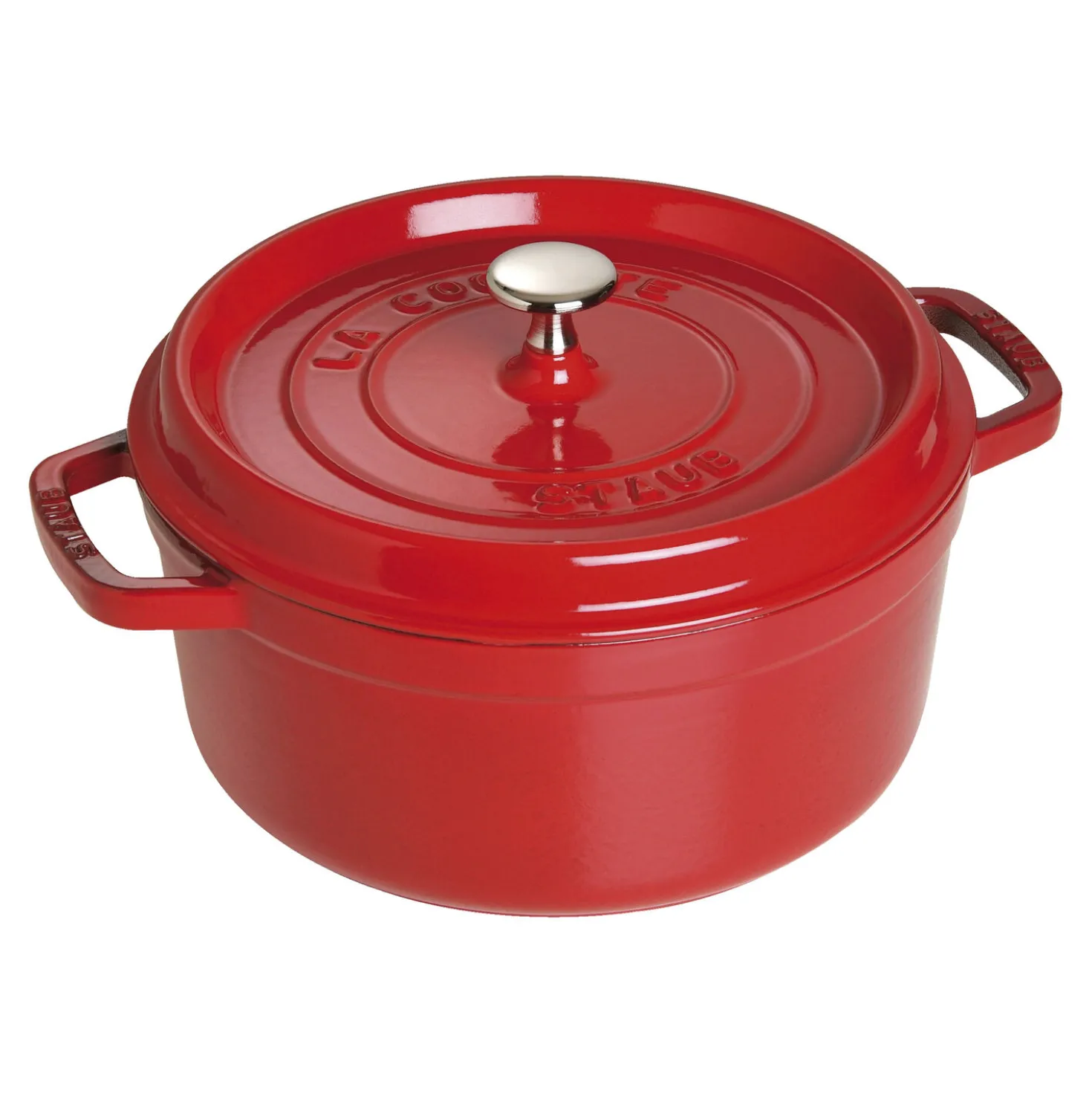 Cocotte 24 cm, rund, Kirsch-Rot, Gusseisen