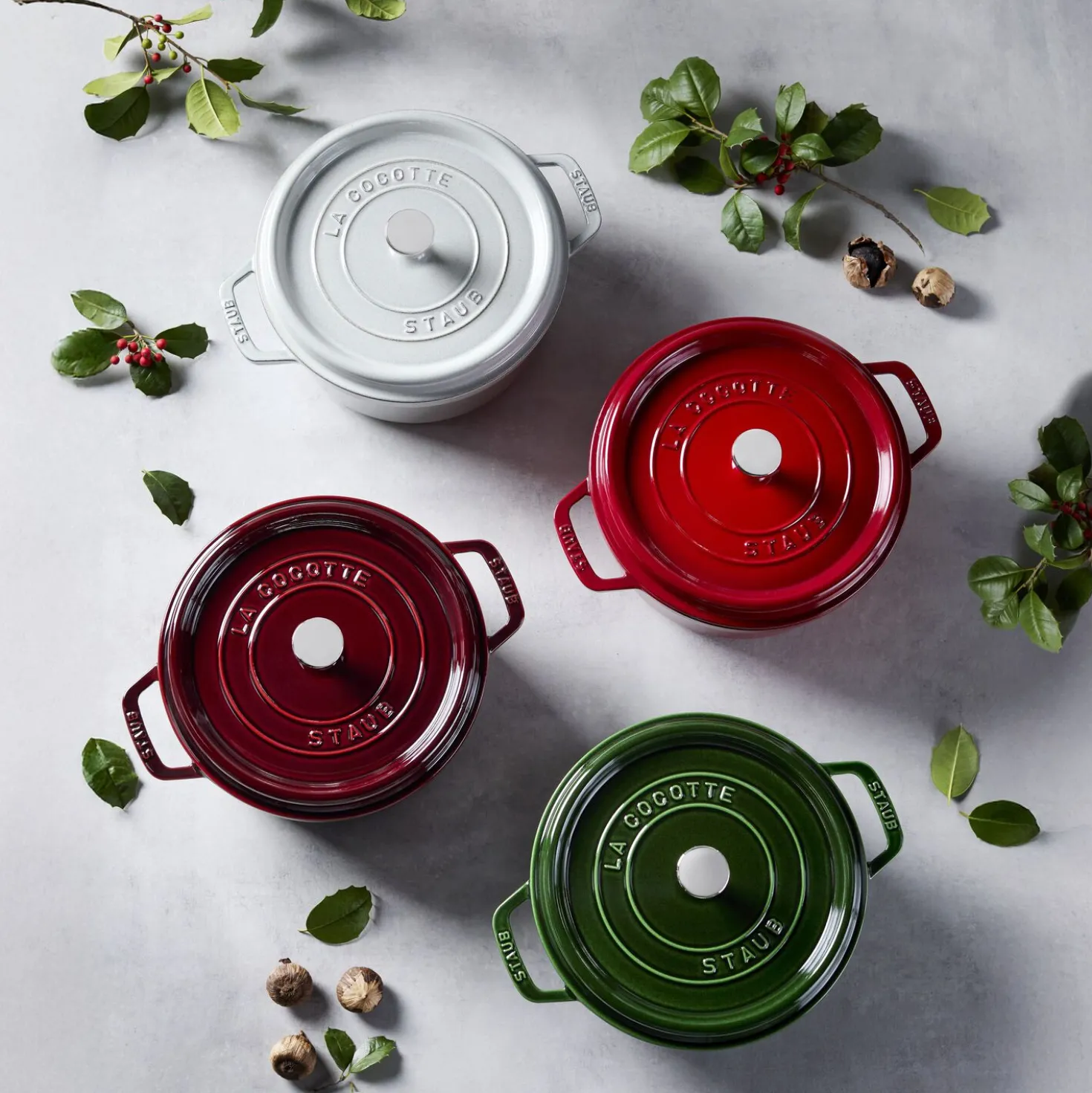 Cocotte 24 cm, rund, Kirsch-Rot, Gusseisen