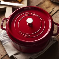Cocotte 28 cm, rund, Kirsch-Rot, Gusseisen