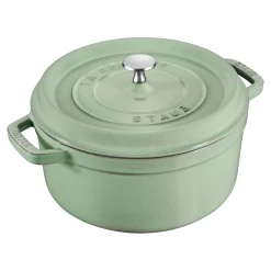 Cocotte 22 cm, rund, Salbeigrün, Gusseisen