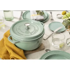 Cocotte 22 cm, rund, Salbeigrün, Gusseisen