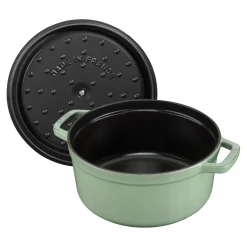 Cocotte 20 cm, rund, Salbeigrün, Gusseisen