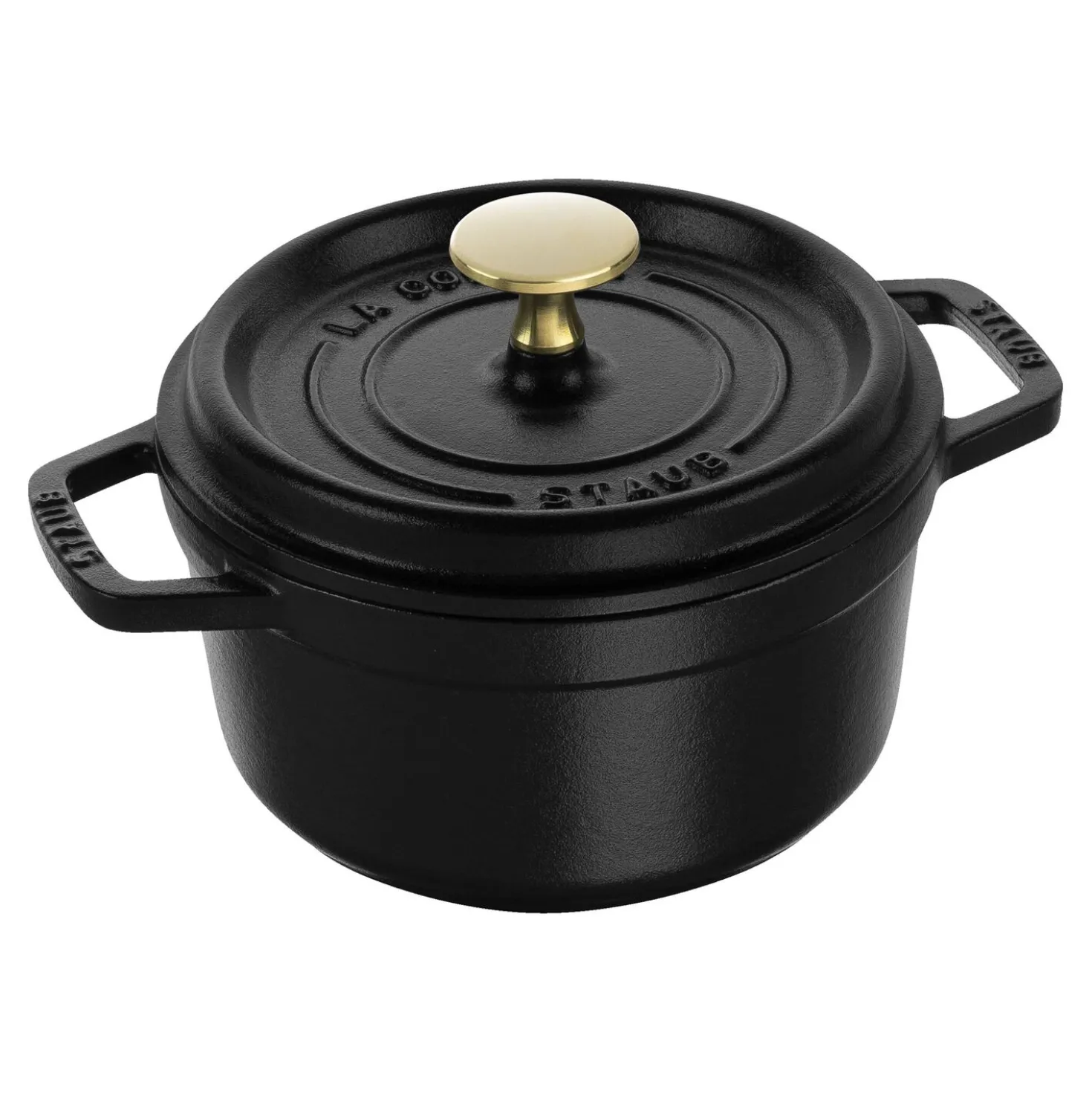 Cocotte 16 cm, rund, Schwarz, Gusseisen