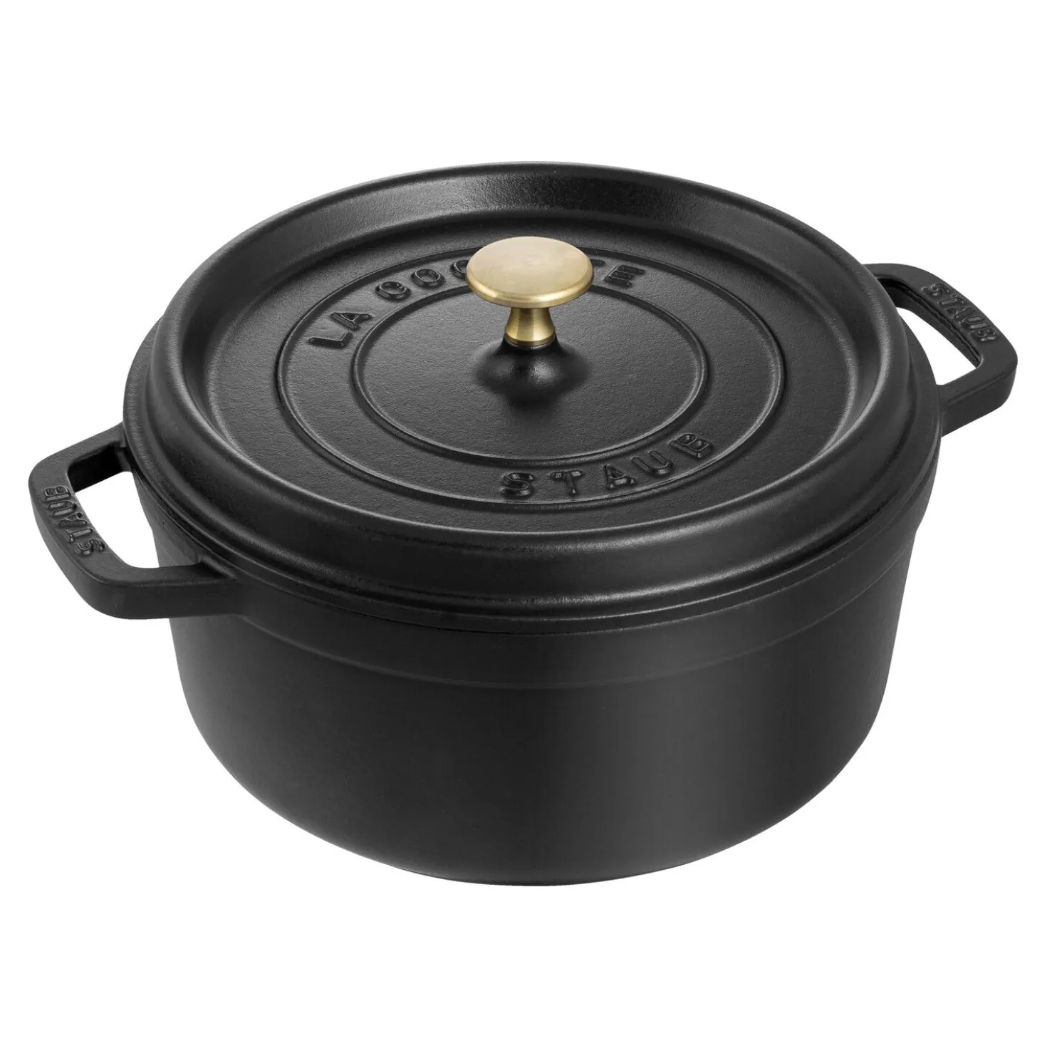Cocotte 22 cm, rund, Schwarz, Gusseisen