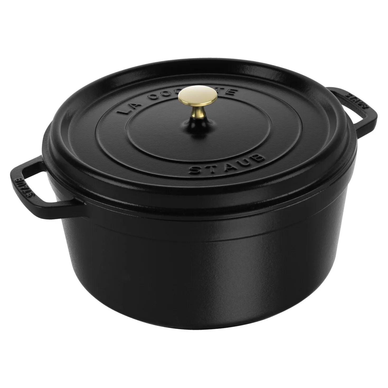 Cocotte 34 cm, rund, Schwarz, Gusseisen