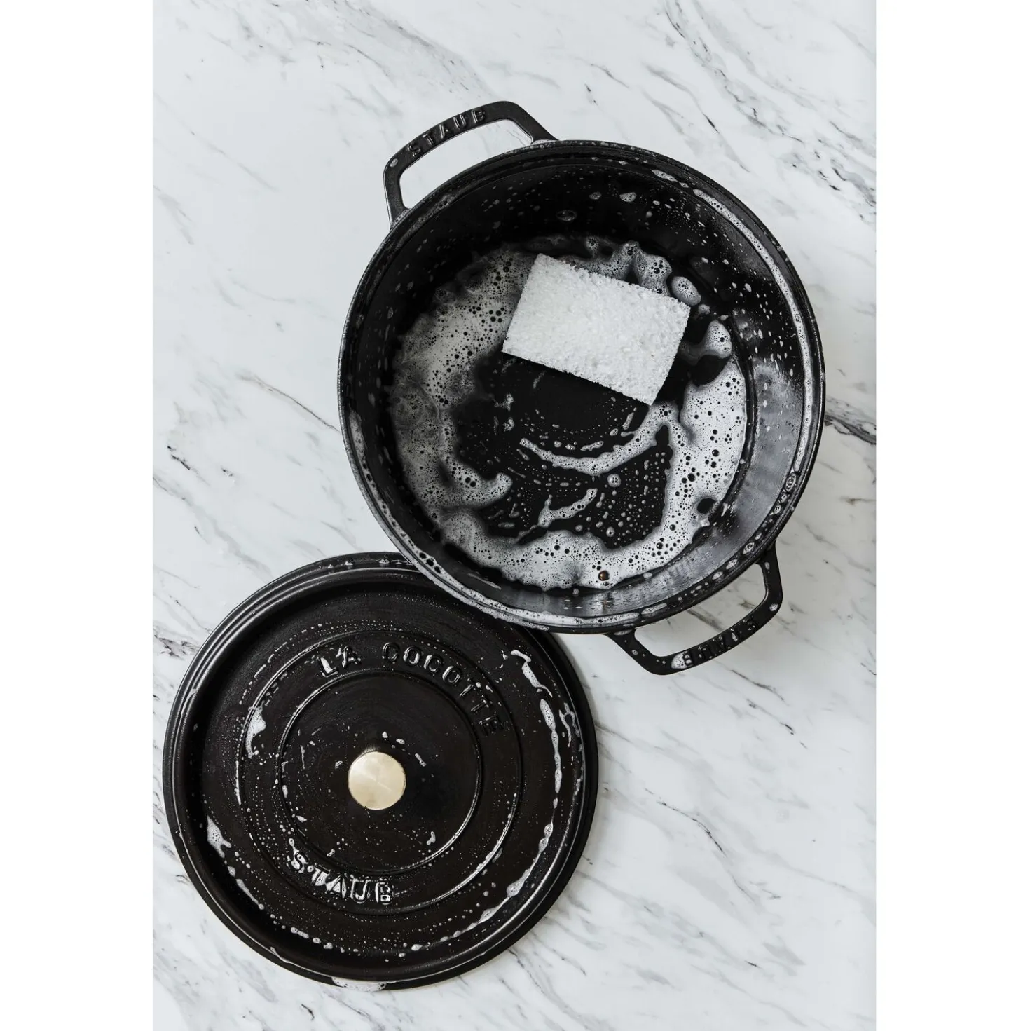 Cocotte 34 cm, rund, Schwarz, Gusseisen