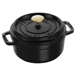 Cocotte 14 cm, rund, Schwarz, Gusseisen