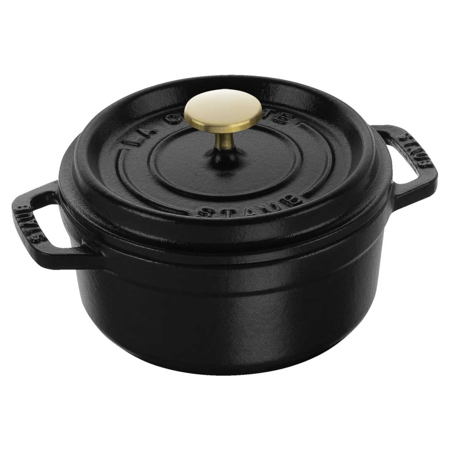 Cocotte 14 cm, rund, Schwarz, Gusseisen