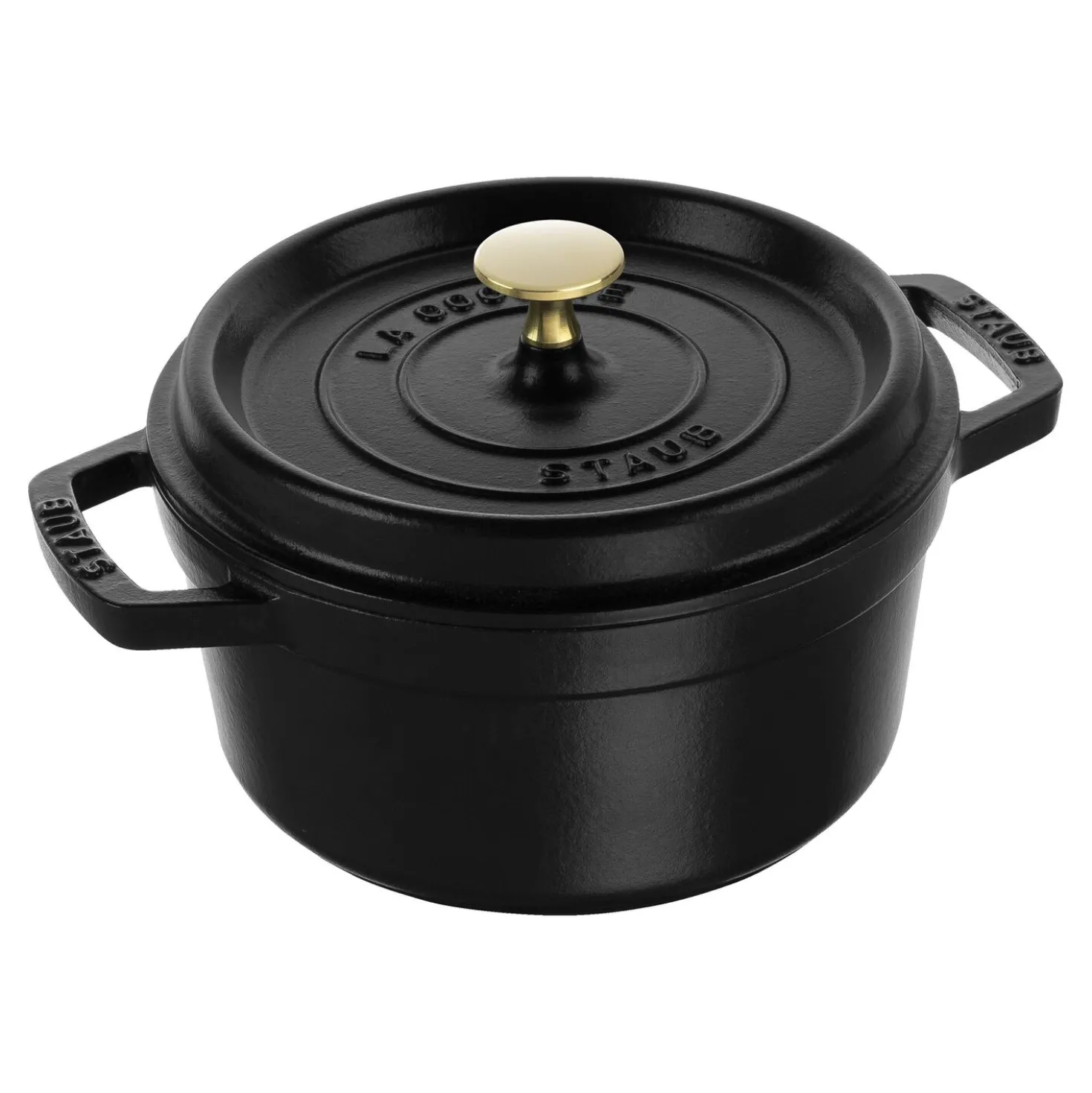 Cocotte 18 cm, rund, Schwarz, Gusseisen