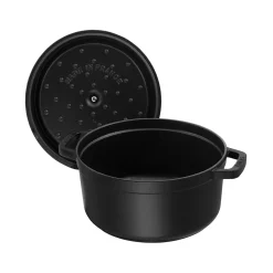 Cocotte 18 cm, rund, Schwarz, Gusseisen