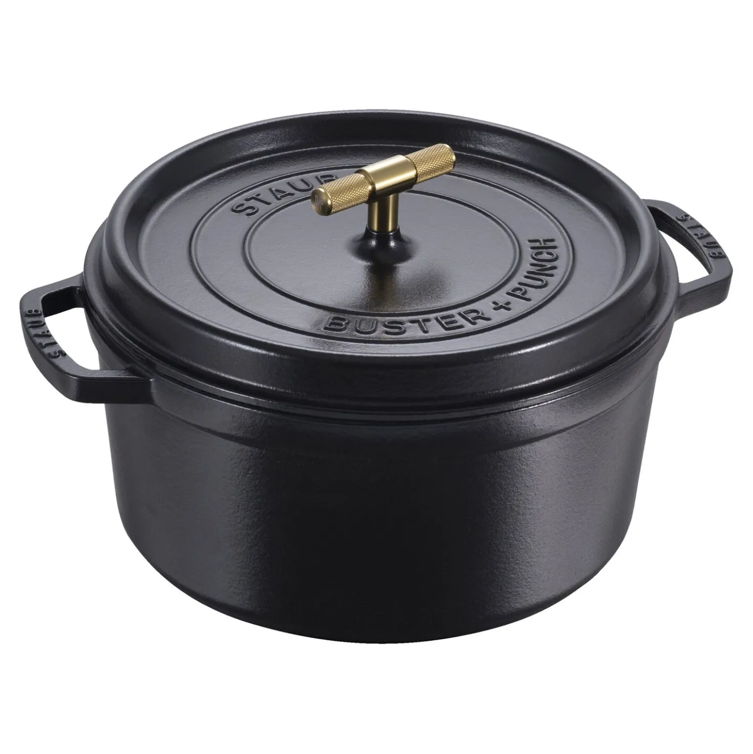 Cocotte Buster+Punch 28 cm, rund, Schwarz, Gusseisen