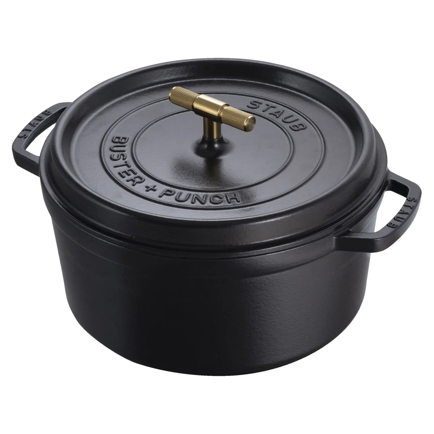 Cocotte Buster+Punch 28 cm, rund, Schwarz, Gusseisen