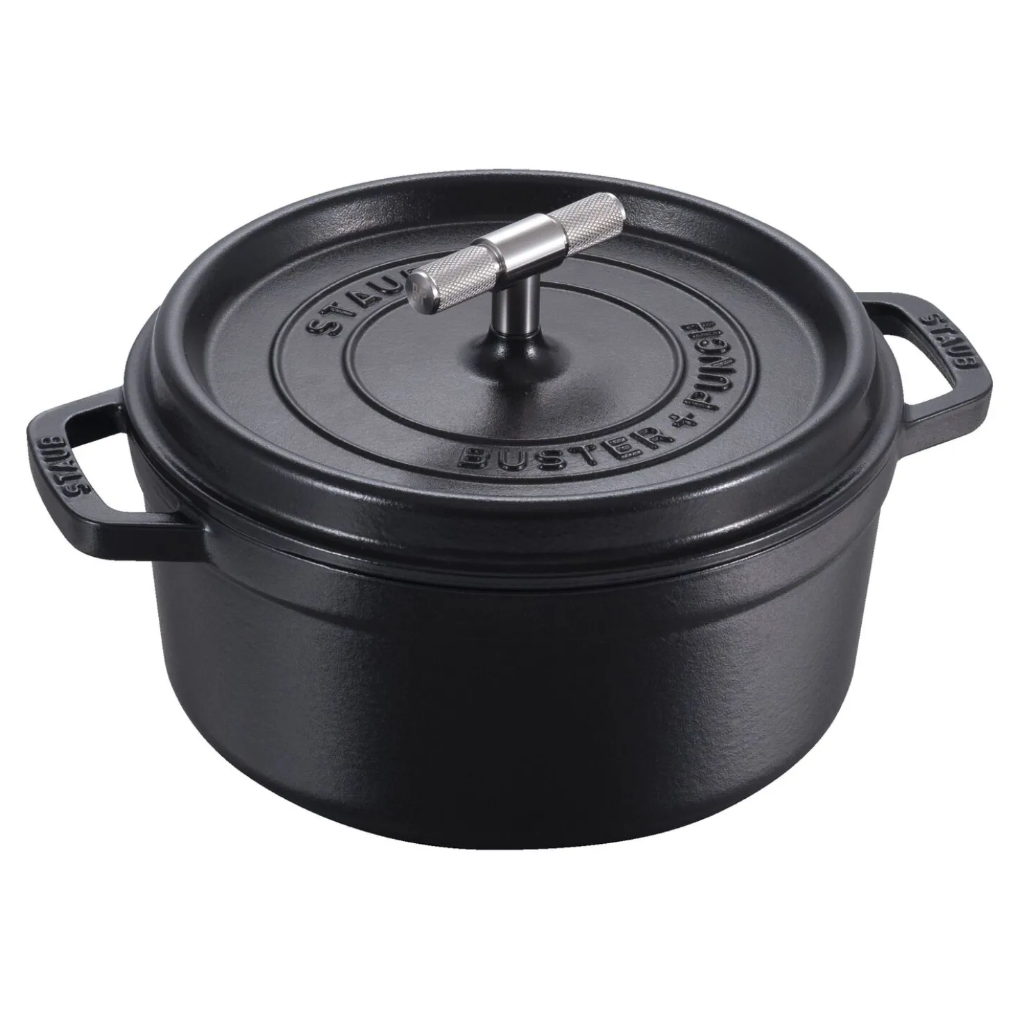 Cocotte Buster+Punch 24 cm, rund, Schwarz, Gusseisen