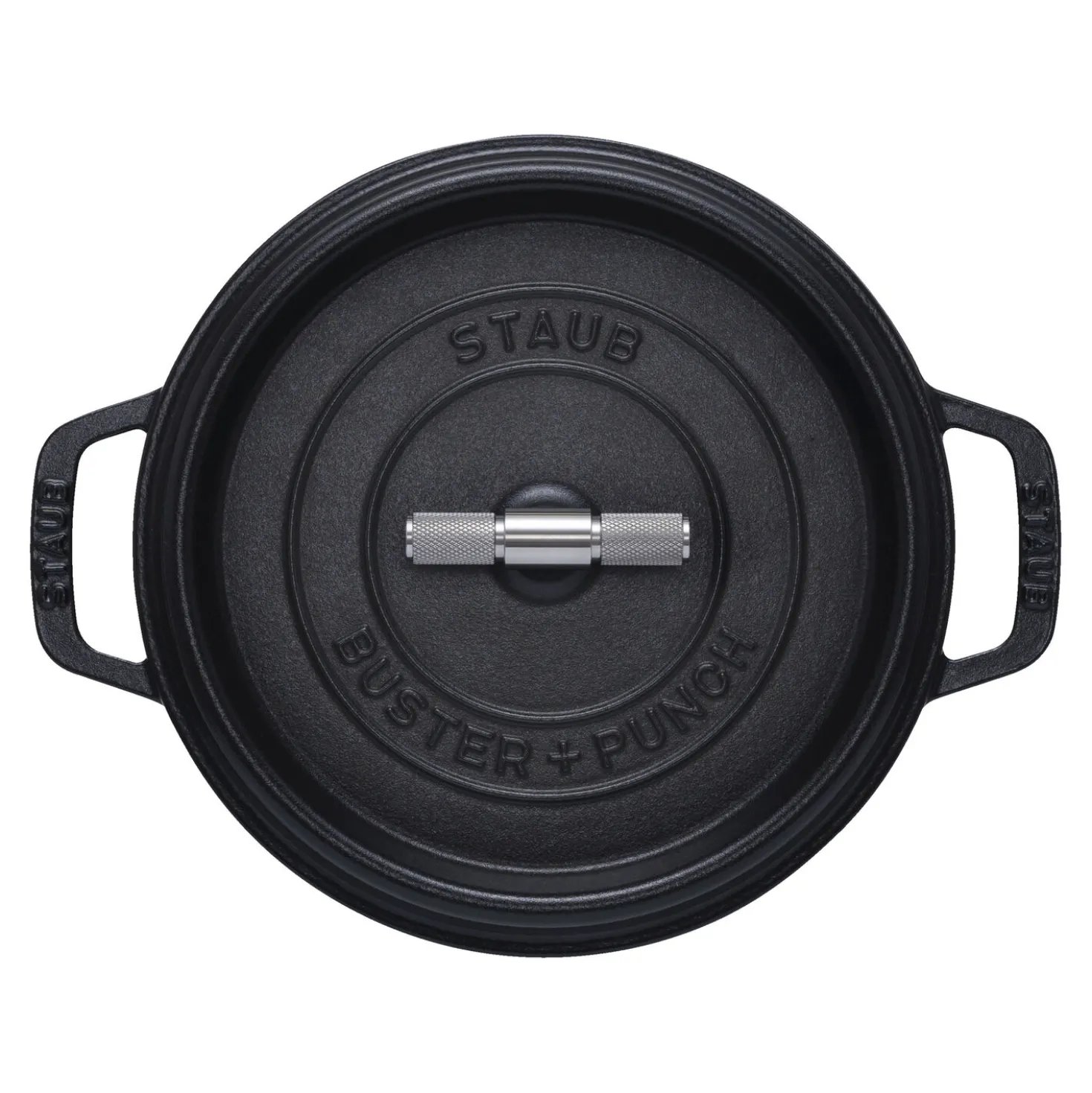 Cocotte Buster+Punch 24 cm, rund, Schwarz, Gusseisen