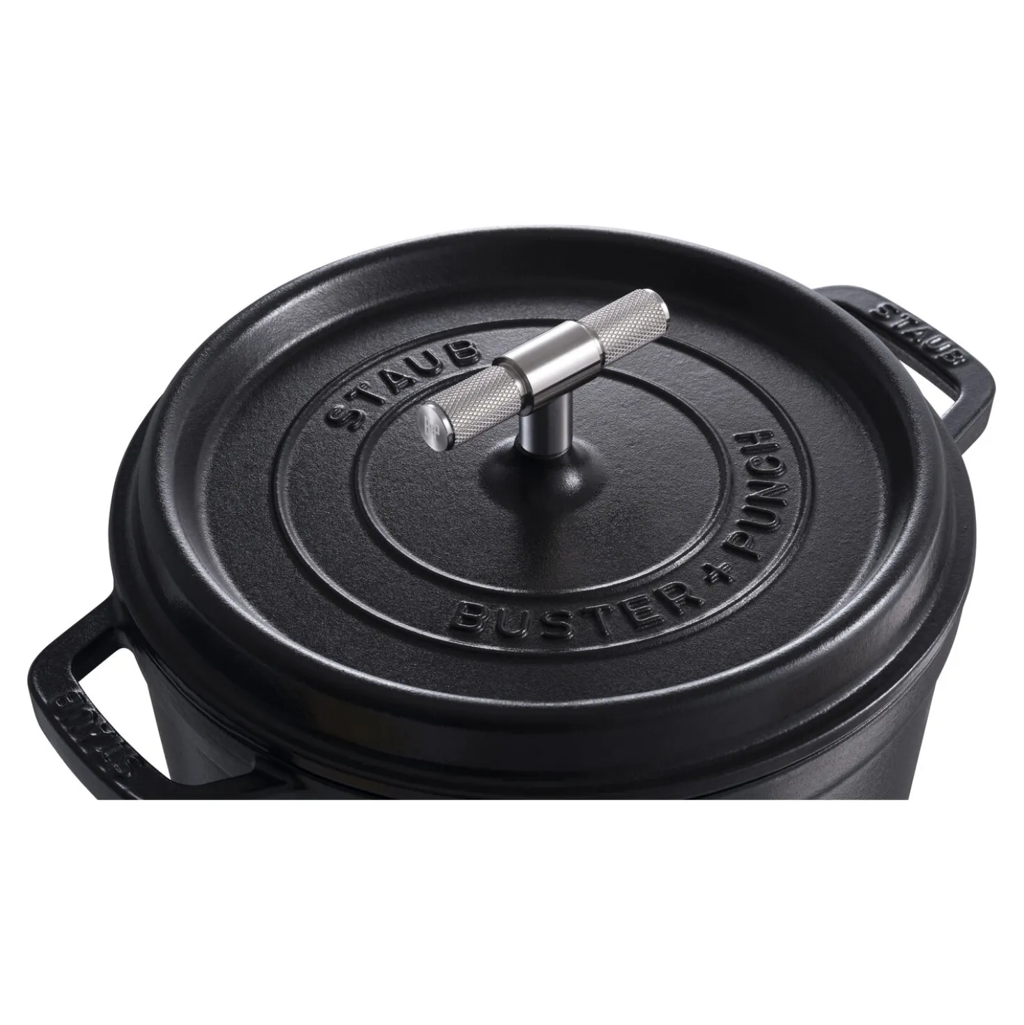 Cocotte Buster+Punch 24 cm, rund, Schwarz, Gusseisen