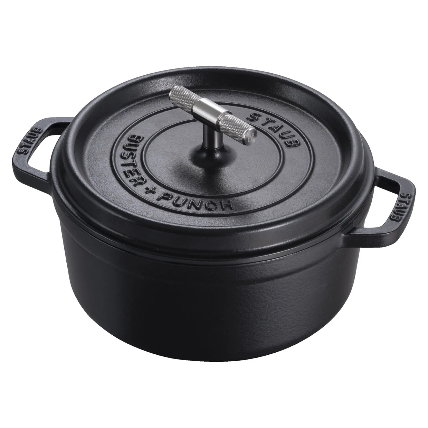 Cocotte Buster+Punch 24 cm, rund, Schwarz, Gusseisen