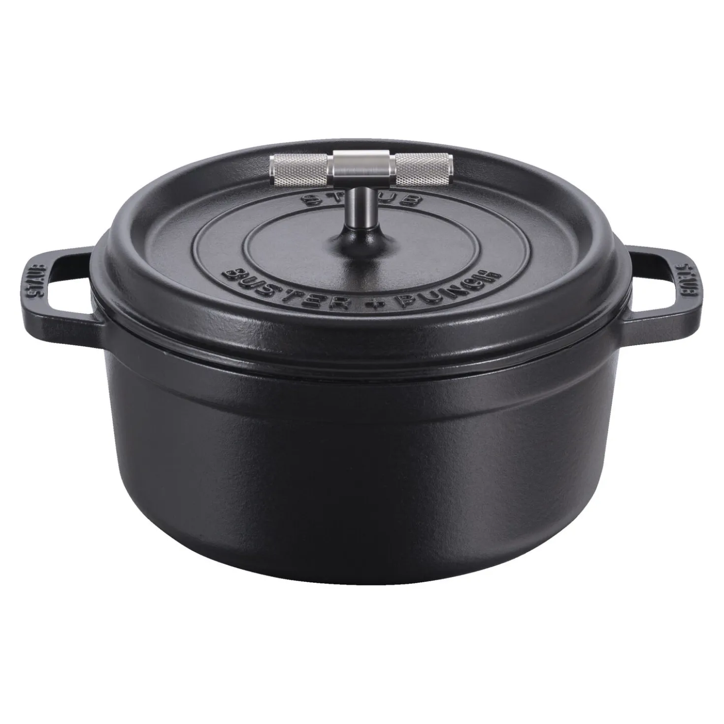Cocotte Buster+Punch 24 cm, rund, Schwarz, Gusseisen