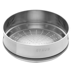 Cocotte mit Dämpfeinsatz 26 cm, rund, Schwarz, Gusseisen