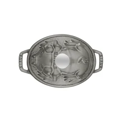 Cocotte Schweinedeckel 17 cm, oval, Graphit-Grau, Gusseisen