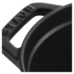 Cocotte Schweinedeckel 17 cm, oval, Schwarz, Gusseisen