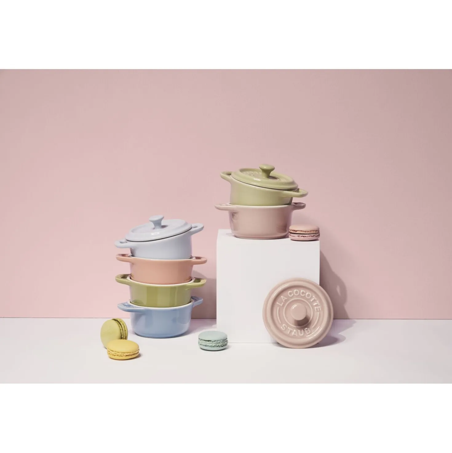 Cocotte Set Macaron 6-tlg, rund, Keramik