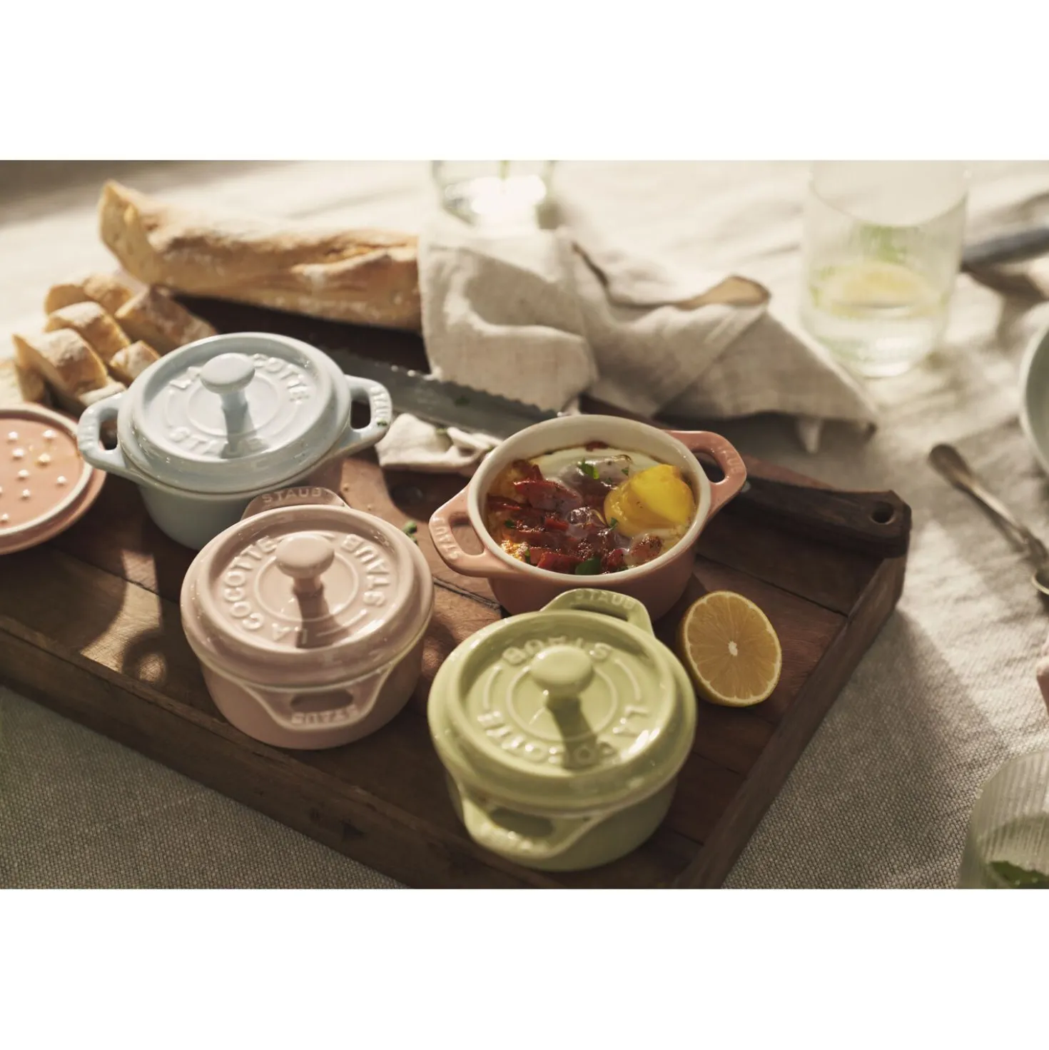 Cocotte Set Macaron 6-tlg, rund, Keramik
