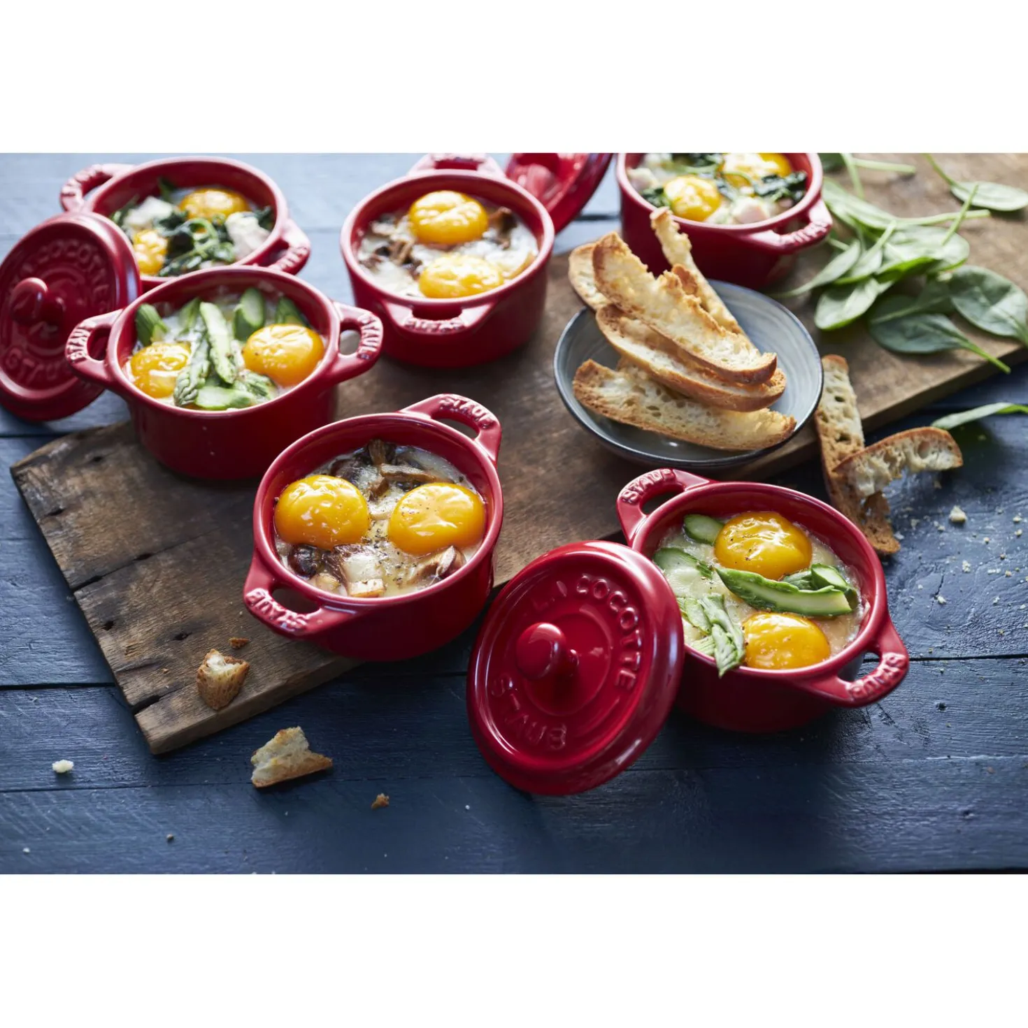 Cocotte Set 4-tlg, rund, Kirsch-Rot, Keramik