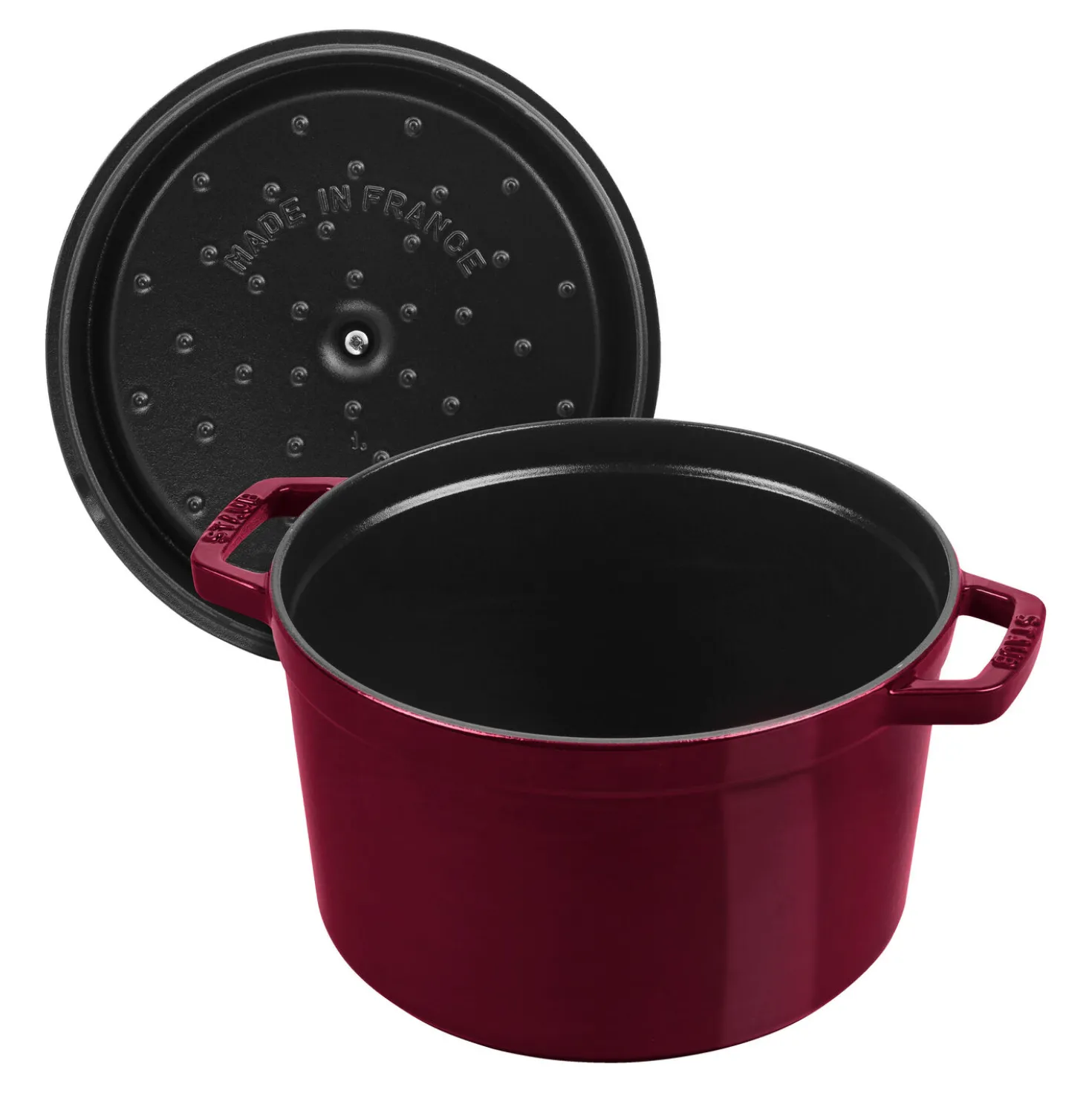 Cocotte tief 24 cm, rund, Bordeaux, Gusseisen
