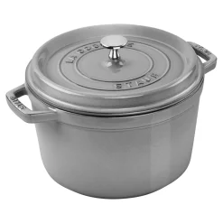 Cocotte tief 24 cm, rund, Graphit-Grau, Gusseisen