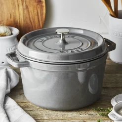 Cocotte tief 24 cm, rund, Graphit-Grau, Gusseisen