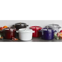 Cocotte tief 24 cm, rund, Graphit-Grau, Gusseisen