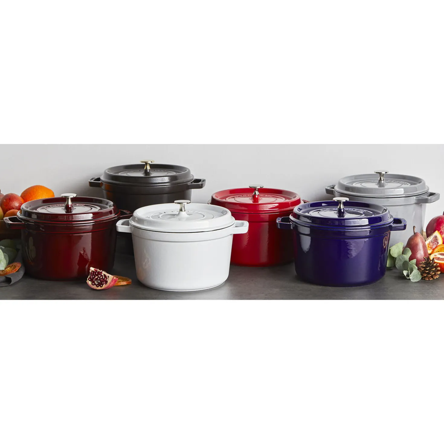 Cocotte tief 24 cm, rund, Graphit-Grau, Gusseisen