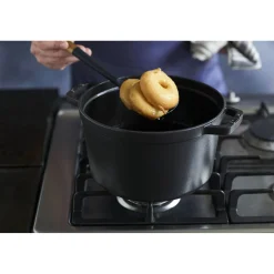 Cocotte tief 24 cm, rund, Schwarz, Gusseisen