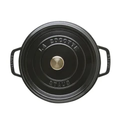 Cocotte tief 24 cm, rund, Schwarz, Gusseisen