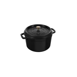 Cocotte tief 24 cm, rund, Schwarz, Gusseisen