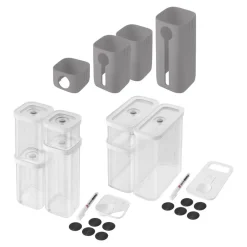 Cube Set S & M Boxen, transparent weiß + Cover Grau / 15- TLG.