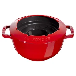 Fondue Set 20 cm, rund, Kirsch-Rot, Gusseisen
