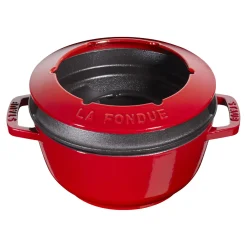 Fondue Set 18 cm, rund, Kirsch-Rot, Gusseisen