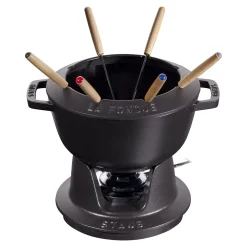 Fondue Set 20 cm, rund, Schwarz, Gusseisen